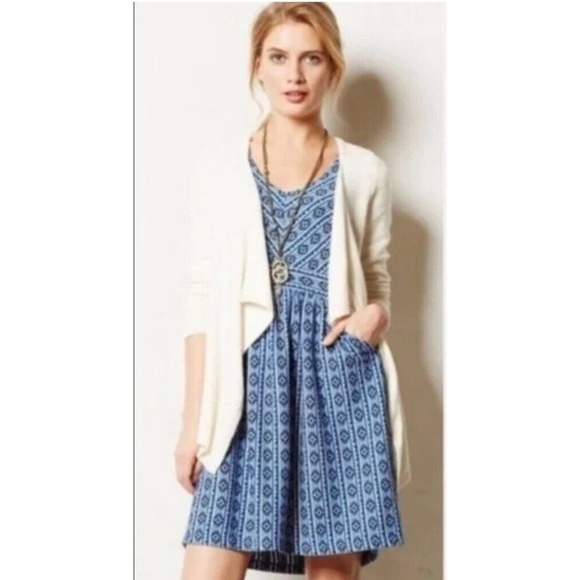 Anthropologie MAEVE Sleeveless Knit Dress Lazuli Tribal Print V-Neck Pockets 8 - Picture 1 of 6